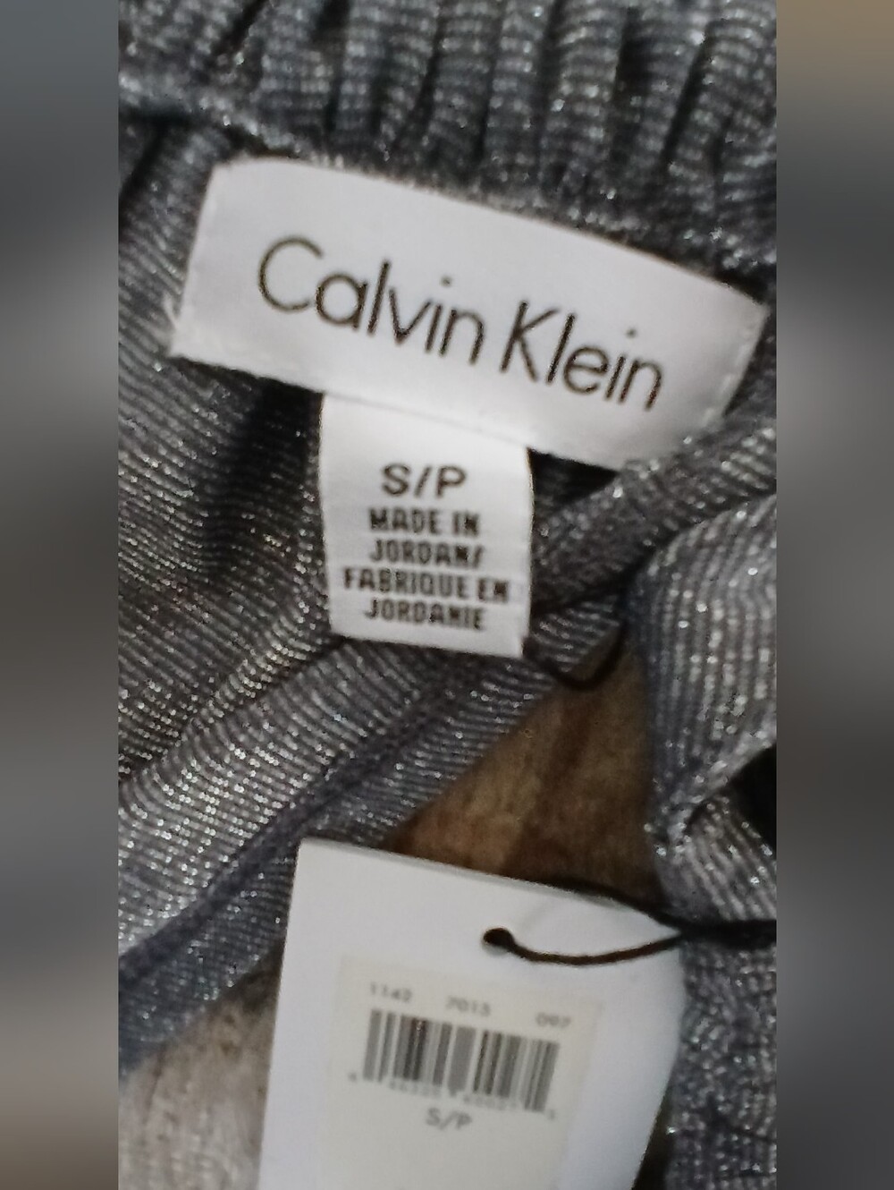 Calvin Klein Sparkly Gray Halter Elastic Waist Peplum Tank Keyhole Sz XS - Picture 2 of 5